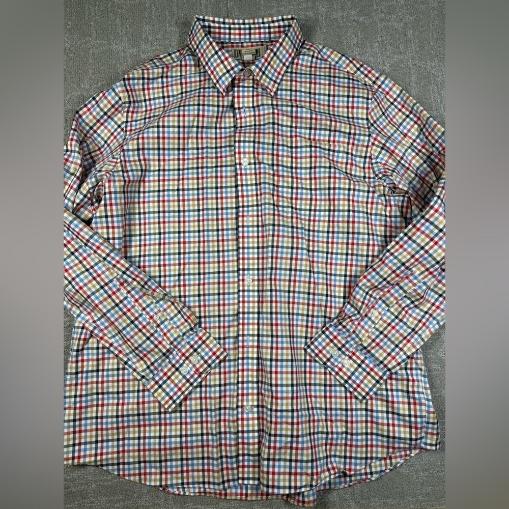 Duluth Trading 100% Cotton Plaid Button Down Long sleeve Mens Dress Shirt Sz 2XL